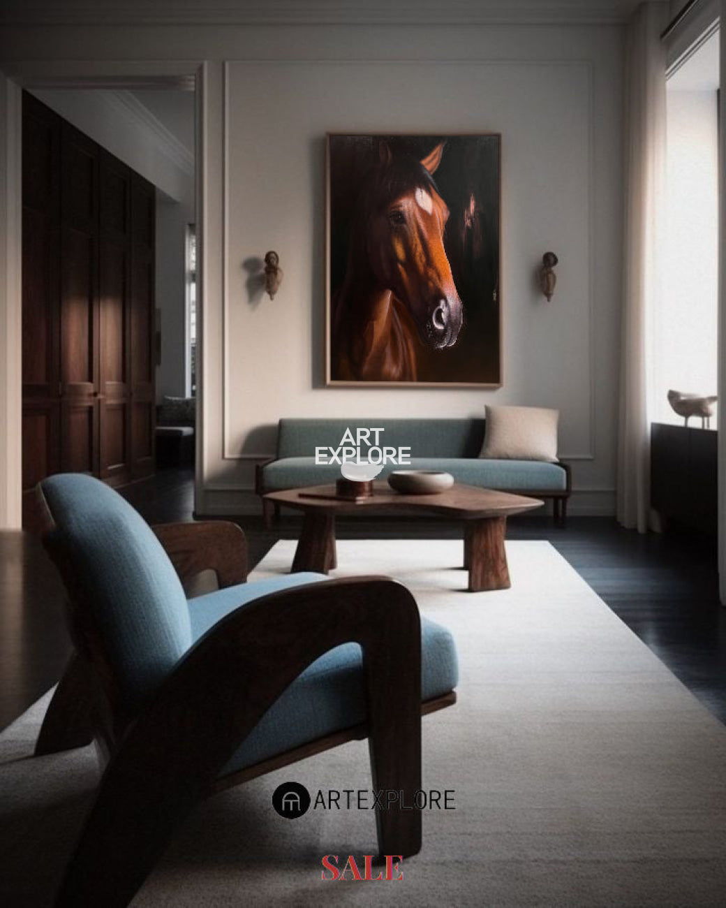 Large Brown Horse Oil Painting Wild Horse Canvas Wall Art Brown Steed Canvas Art For Sale