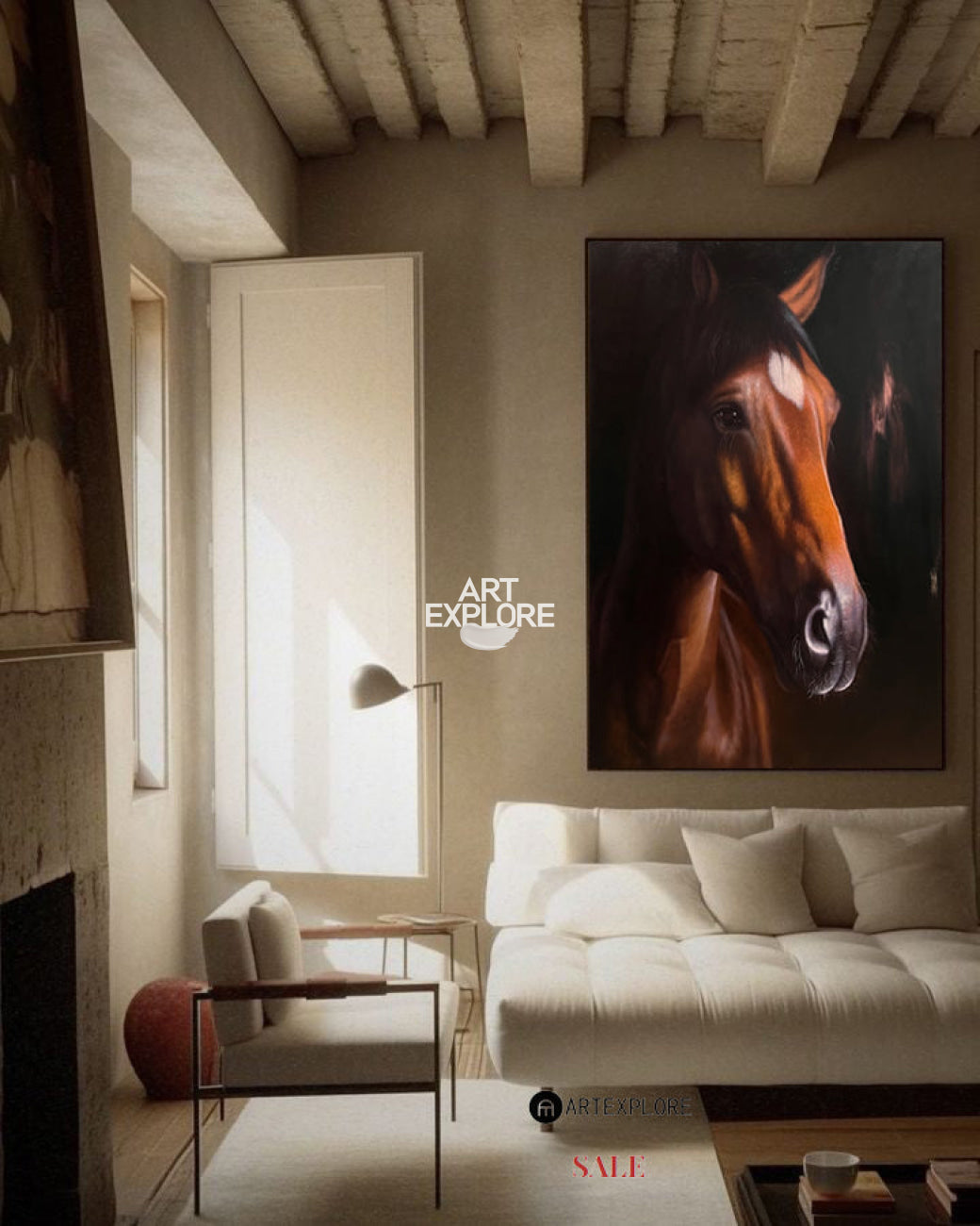 Large Brown Horse Oil Painting Wild Horse Canvas Wall Art Brown Steed Canvas Art For Sale