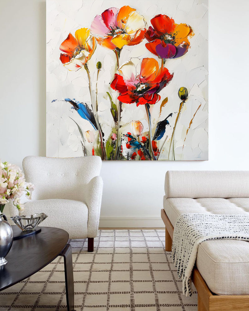 Abstract Flowers Wall Art Large Canvas Modern Art Colorful Abstract Art Boho Wall Art For Sale