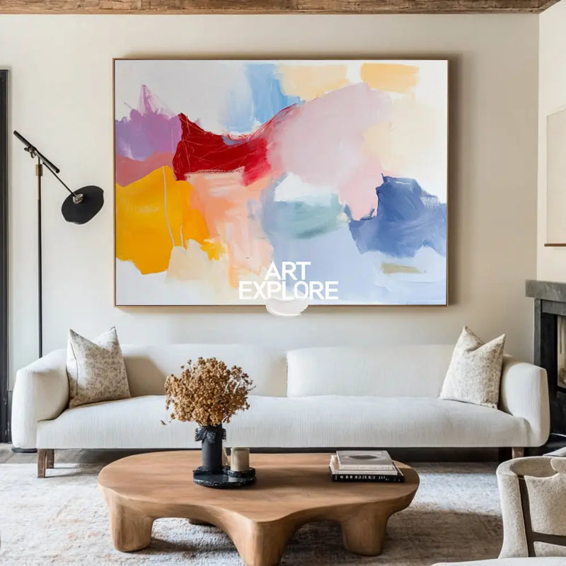 Pink And White Wall Art Huge Contemporary Warm Tone Texture Artwork Colorful Abstract Art for Sale