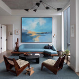 Extra Large Abstract Coastal Canvs Acrylic Seascape Paintings Modern Impressionist Seascape Paintings For Living Room
