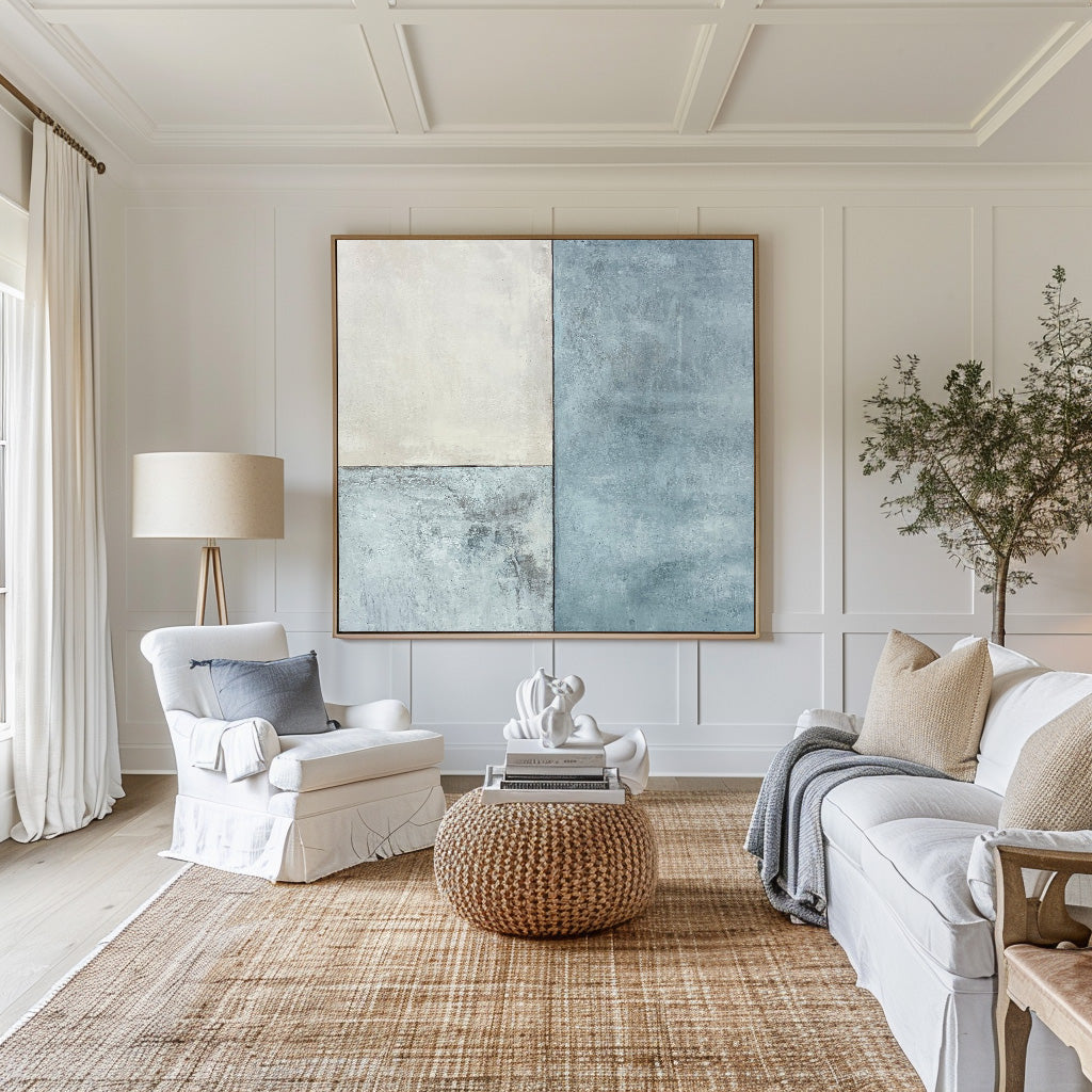 Modern Blue And White Abstract Art On Canvas Large Custom Blue Acrylic Canvas Paintings Modern Home Decor