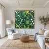 Modern Green And Yellow Abstract Wall Art Minimalist Painting on Canvas For Livingroom
