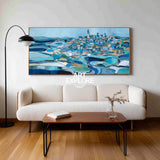 Original Coastal Seascape Painting With Impressionist Style For Modern Living Room Decor
