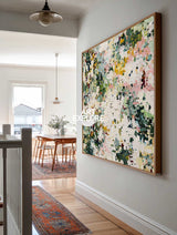 Hand Painted Green Abstract Oil Painting With Rich Texture For Modern Home Decor