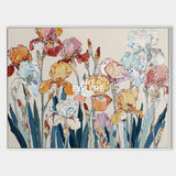 Abstract Iris Flower Painting Modern Textured Wall Art For Living Room And Bedroom Decor