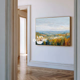 Original Impressionist Nature Art With Golden Autumn Hills And Sky