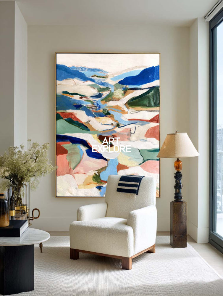 Hand Painted Textured Canvas Art With Earthy Colors And Modern Design