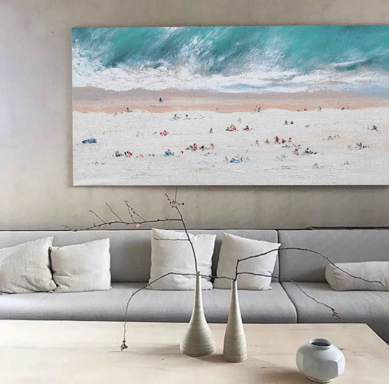Extra Large Abstract Coastal Canvs Acrylic Seascape Paintings Modern Impressionist Seascape Painti