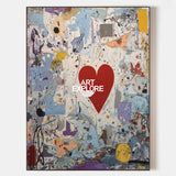 Vibrant Red Heart Abstract Painting Modern Art For Living Room Wall Decor