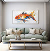 Large Original Red And Blue Fish Wall Art Colorful Fish Oil Custom Canvas Paintings Modern Dining Room Wall Decor