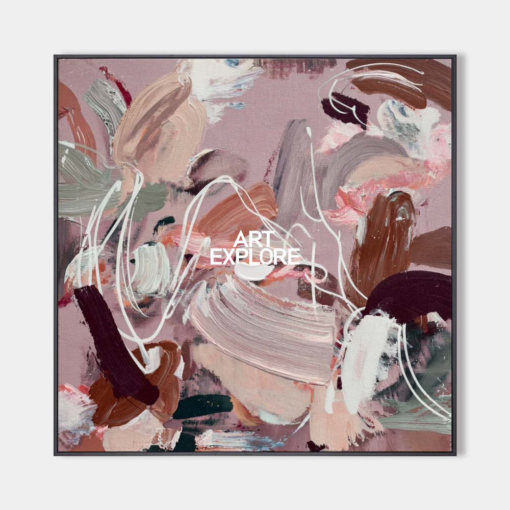 Modern Pink Abstract Painting With Textured Brushstrokes For Contemporary Home Decor