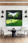 Green Textured Fine Art for Golf Lovers Sport Painting Rich Texture Golf Wall Art For Sale