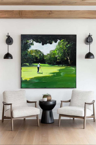 Green Textured Fine Art for Golf Lovers Sport Painting Rich Texture Golf Wall Art For Sale