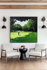 Green Textured Fine Art for Golf Lovers Sport Painting Rich Texture Golf Wall Art For Sale