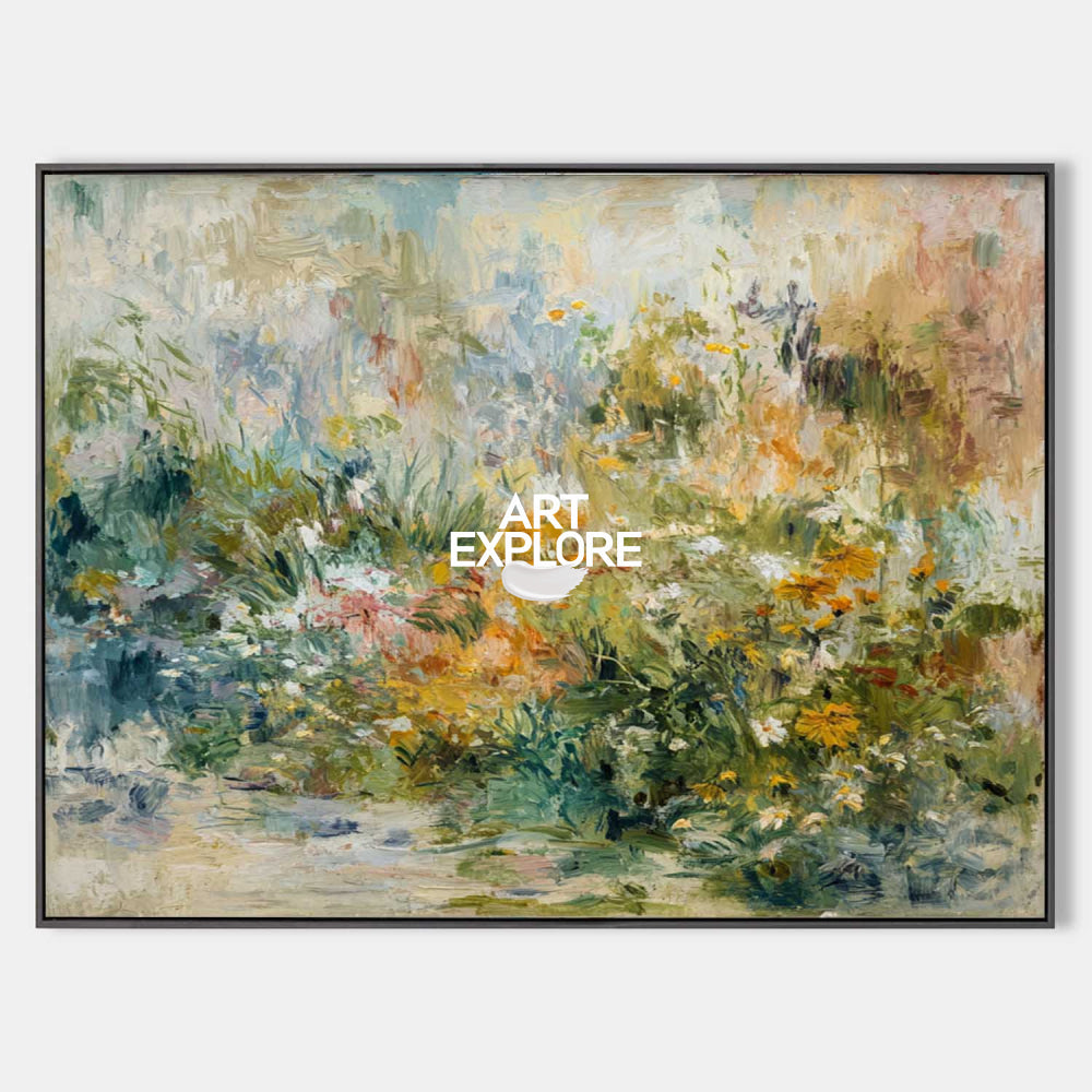 Contemporary Abstract Wildflower Painting Original Oil And Acrylic Art For Modern Living Room Decor