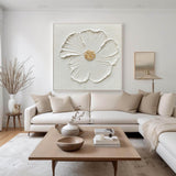 3D White Flower Abstract Painting Minimalist Abstract Art On Canvas Modern Flower Painting Painting For livingroom