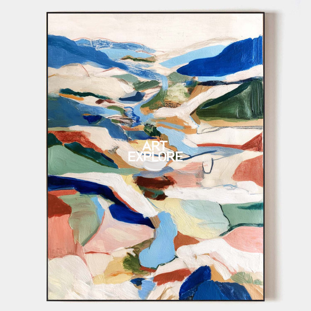 Hand Painted Textured Canvas Art With Earthy Colors And Modern Design