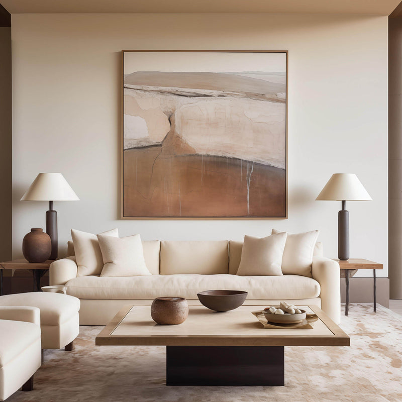 Brown and Beige Minimalist Abstract Art On Canvas Modern Painting Abstract Painting For livingroom