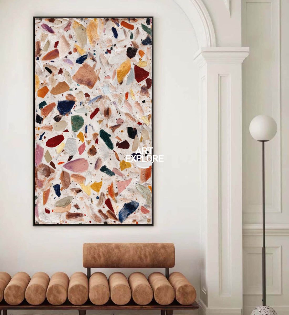Modern Abstract Mosaic Art With Textured Colorful Fragments For Contemporary Home Decor