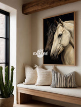 Textured Linen Canvas Horse Portrait Hand Painted Oil Art With Gold Frame Option