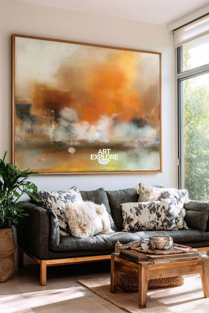Original Textured Abstract Painting In Earth Tones With Handmade Brushstroke Details
