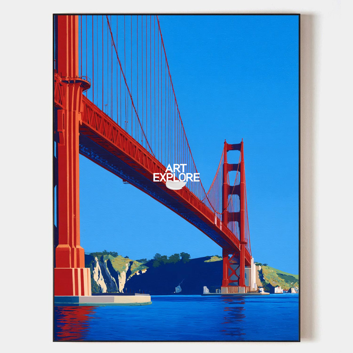 Golden Gate Bridge Pop Art Painting Red Blue Modern Wall Decor For Living Room