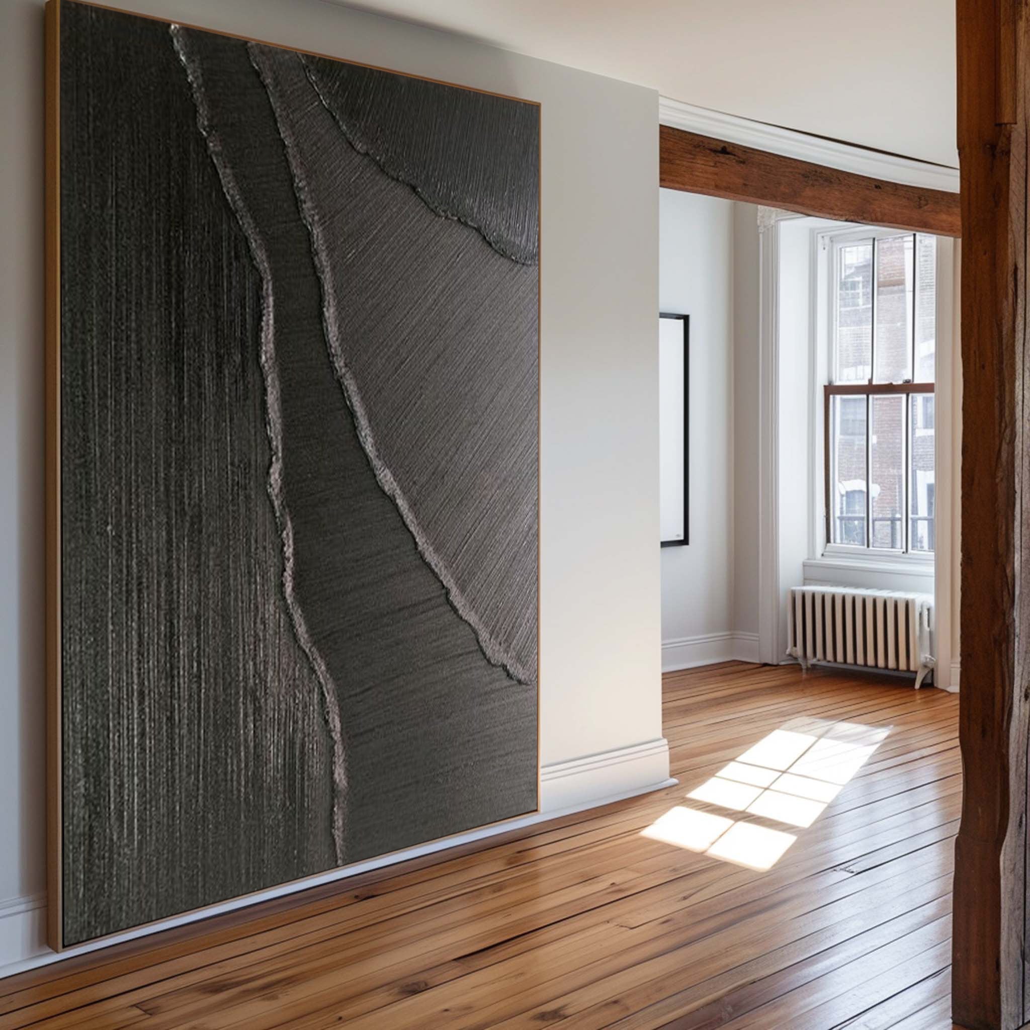 Large Black Abstract Painting Black Minimalist wall Painting Black 3D Textured Painting Modern abstract wall art Minimalist Painting Art