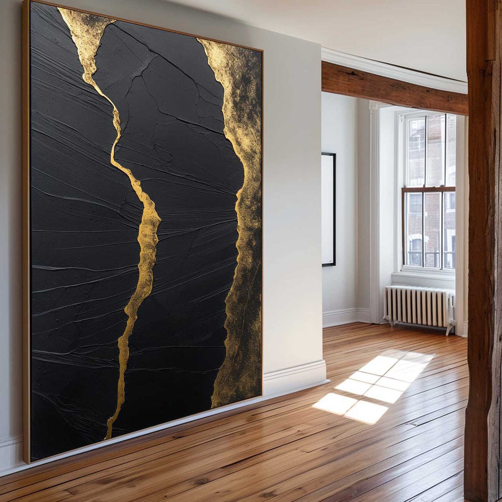 Modern Black And Gold Wall Art Luxury Modern Wall Art Black Texture Art Original Handmade Oil ...