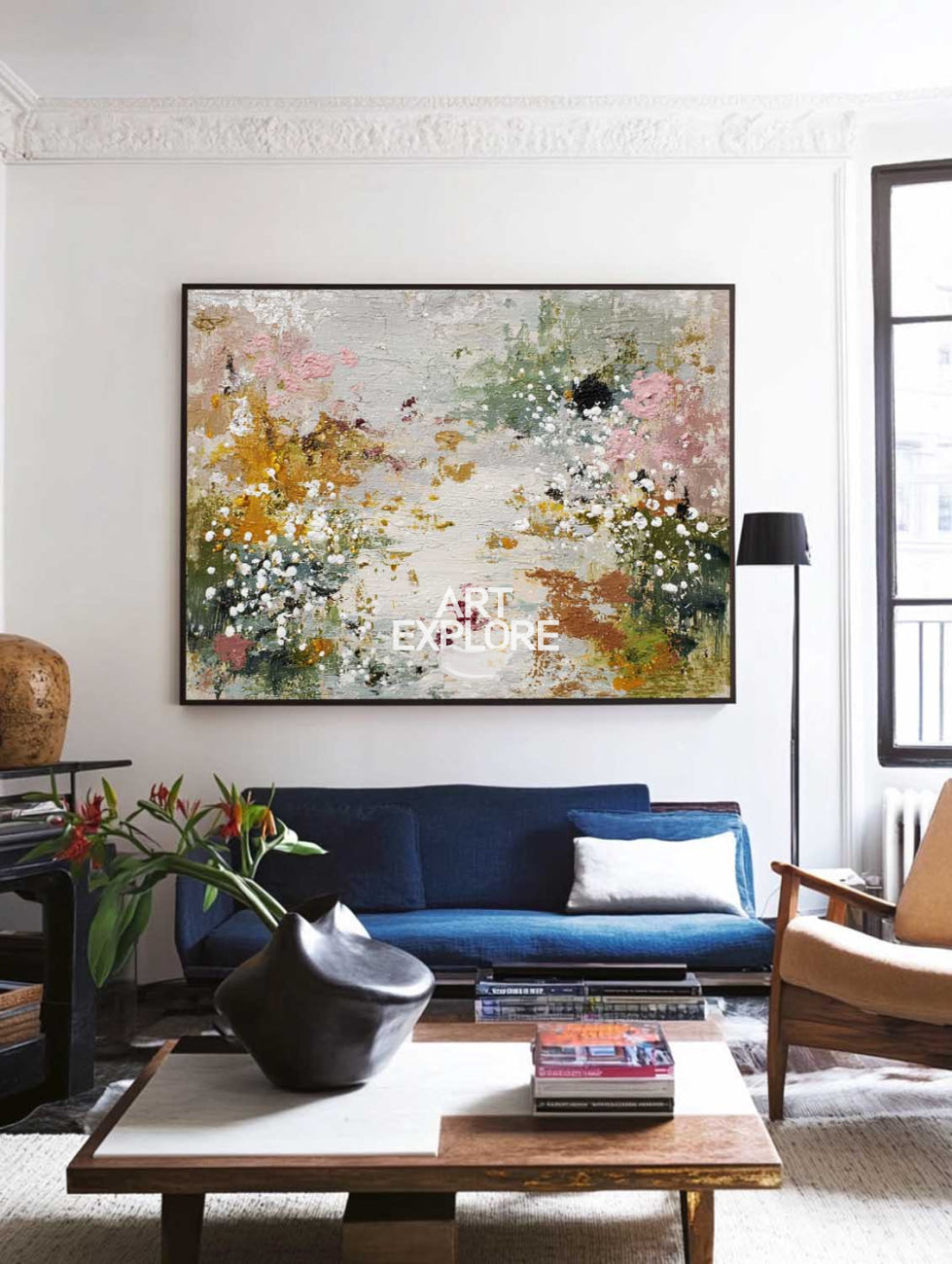 Large Horizontal Soft Color Abstract Textured Art for Home & Hotel | ArtExplore
