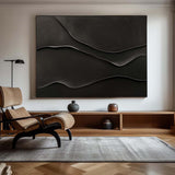 Black 3D Texture Painting Modern Minimalist Luxury Art Black Abstract Wall Art Black 3D Abstract Painting on Canvas 
