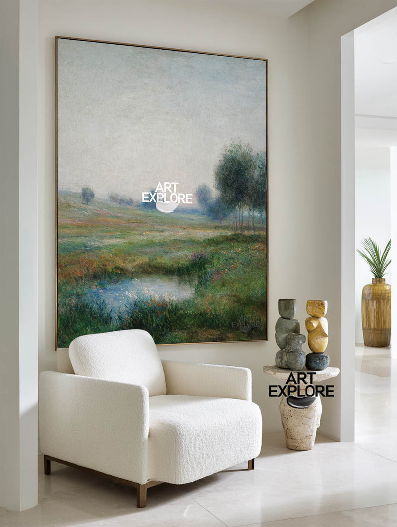 egant Hazy Landscape Painting for Lounge, Dining, Hotel Walls | ArtExplore Oil Canvas