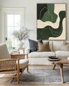Abstract Green White Geometric Canvas Green Painting  Large Modern Minimalist Artwork For Living Room