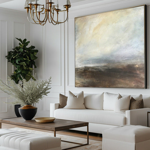 Beach Painting Large Framed Coastal Wall Art Modern Beach art Seascape Artwork 
