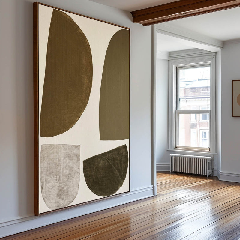 Modern Brown Beige Geometric Art Wall Painting Abstract Painting Modern Abstract Wall For Sale