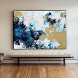 Blue And Gold Abstract Art Extra Large Modern Wall Art For Livingroom