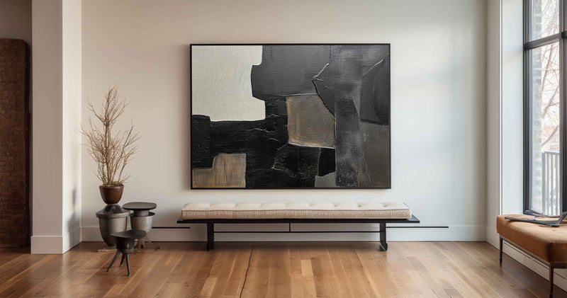 Black And Grey Wall Art Abstract Acrylic Art Canvas Painting For Living Room Painting Ideas On Home Decor