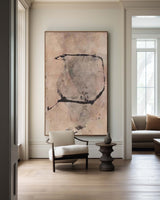 Wabi-sabi Canvas Wall Art Taupe Minimalist Acrylic Painting Large Canvas Art For Livingroom