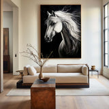White Horse Oil Painting Modern Horse Portrait Art Painting Steed Painting Horse Art For Wall Decor