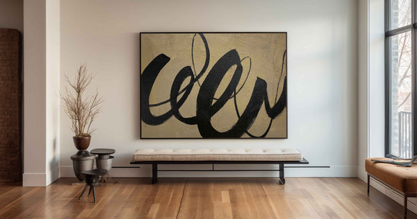 Large Black And Brown Wall Art Abstract Canvas Wall Art Acrylic Painting For Living Room