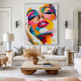 Abstract Girl's Face Wall Art Colorful abstract Art Minimalist Apartment Decor For Sale