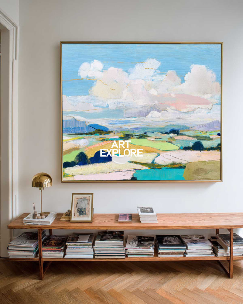 Large Horizontal Field Artwork With Blue Sky For Office And Lounge Areas