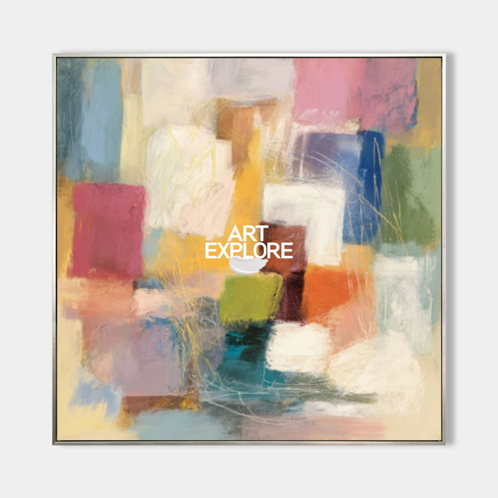 Colorful Square Canvas Art Perfect For Living Room And Office Wall Decor