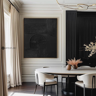 Large Black Textured Painting Modern Art ,Original 3D Black Abstract Canvas Art ,Large Black Painting