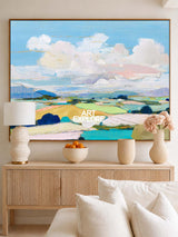 Large Horizontal Field Artwork With Blue Sky For Office And Lounge Areas