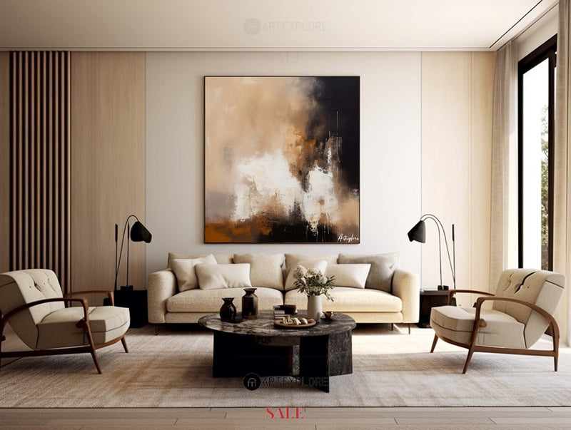 Wabi Sabi Black Brown Painting Textured Painting Minimalist Painting on Canvas Large Brown Art