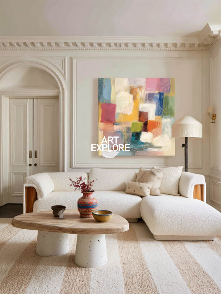Colorful Square Canvas Art Perfect For Living Room And Office Wall Decor