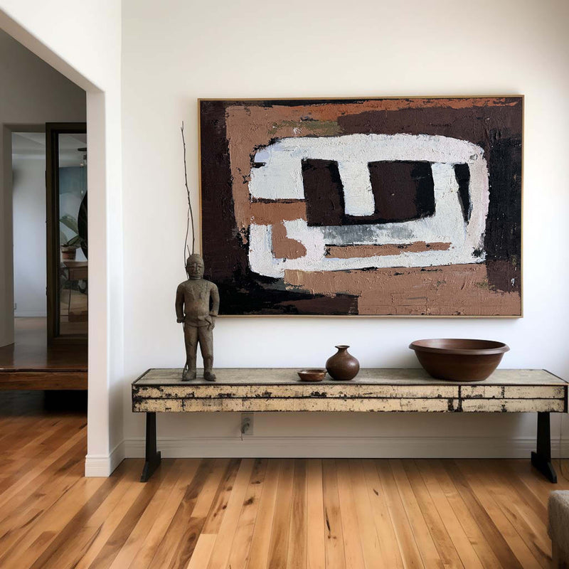 Brown Abstract Wall Art Abstract Acrylic Painting Canvas Wall Art Horizontal Wall Art For Sale