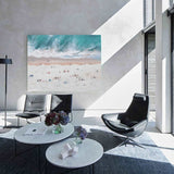 Oversize Windy Beach Canvas Art Abstract Coastal Acrylic Seascape Paintings Modern Landscape Wall Art 