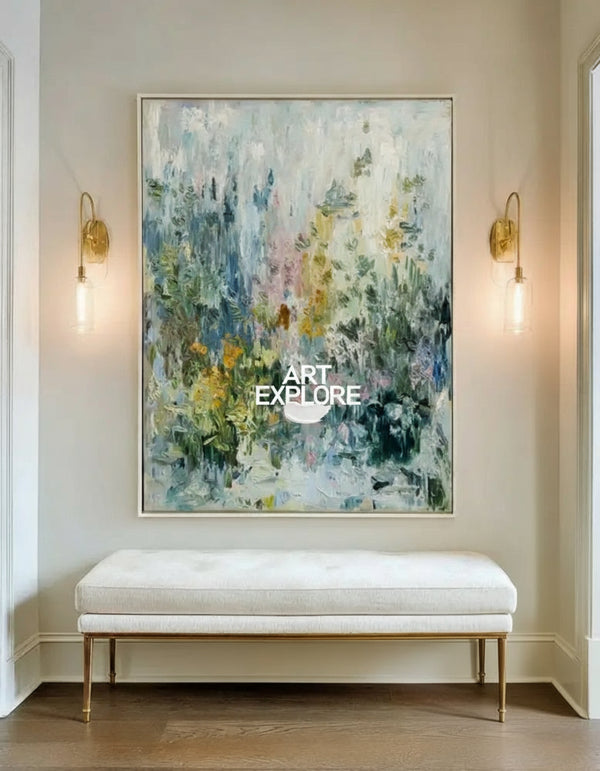 Textured Flower Garden Oil Painting | Vertical Handmade Canvas | ArtExplore